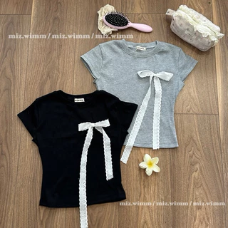 Áo babytee đính nơ dàii ( size ở mô tả )