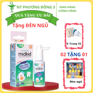 (tặng đèn ngủ) Xịt chống sâu răng cho bé midkid giảm hôi miệng,ố vàng răng,sâu sún răng,an toàn cho bé,hương táo 20ml