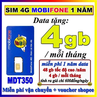 [Có sẵn] Sim 4G mdt350 mobifone trọn gói 1 năm không nạp tiền, cam kết bảo hành 12 tháng