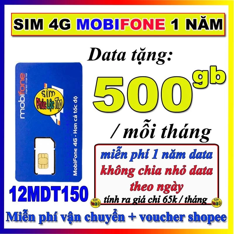 Sim 4G mdt250a , 12mdt150, 12fd50 ,6mdt150 mobifone trọn gói 1 năm không nạp tiền, cam kết bảo hành 12 tháng