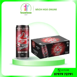 [Coca-Cola] Thùng/Lốc 24 Lon Nước Tăng Lực Giải Khát Thums Up Hương Dâu Rừng - 320ml /Lon