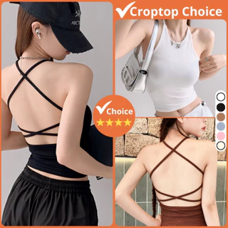 Áo ba lỗ nữ đan dây sau lưng có mút ngực CHOICE áo croptop 3 lỗ hở lưng nhiều màu vải mềm mát L3-06