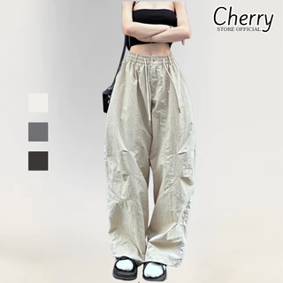 Quần parachute pants harem nam nữ Dáng Thụng chất gió giãn mát lạnh CHERRY quần ống rộng T126