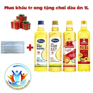 Combo Mua 01 chiếc Khẩu trang thời trang tặng kèm 01 chai dầu ăn Simply, Neptune, Meizan.. 1L tùy chọn trong phân loại