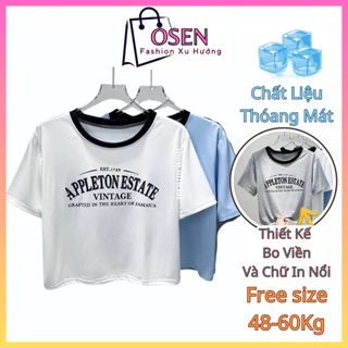 Áo Thun Nữ,Áo Tay Ngắn Cổ Tròn Dáng Rộng In Chữ Dập Nổi Xu Hướng Giới Trẻ Nữ SH48