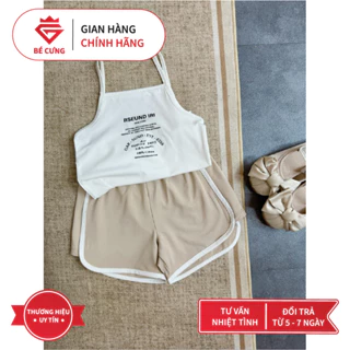 Set Áo Hai Dây Viền Trắng Kèm Quần Đùi Dành Cho Bé Gái [Bé Cưng Kids]