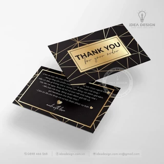 Card Cám Ơn, Card Thank You, Thiệp Cảm Ơn - Size 9x5,4cm - Cán Màng Mờ Màu Đen Sang Trọng