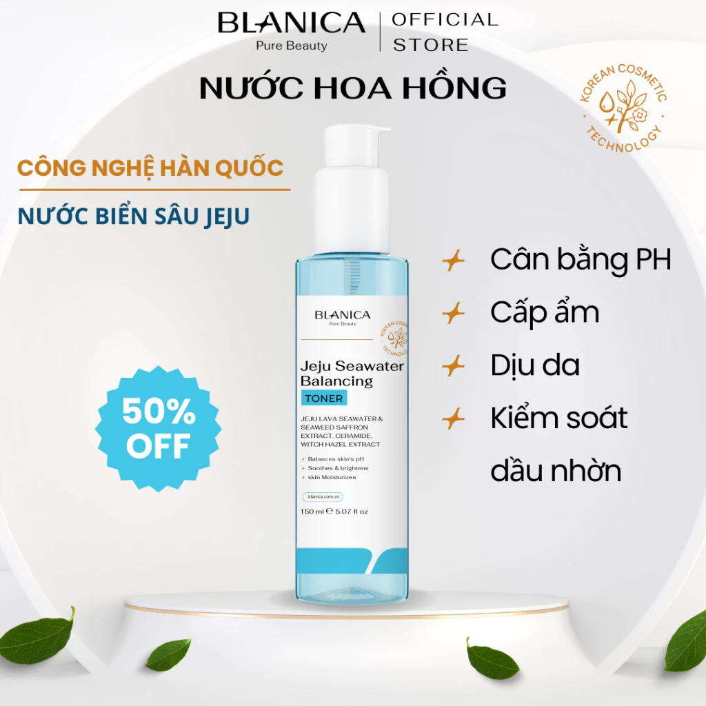 Nước hoa hồng chiết xuất từ nước biển sâu Jeju BLANICA, Toner cấp ẩm và dưỡng trắng da 150ml