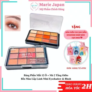 Bảng Phấn Mắt 12 Ô + Má 2 Tầng Odbo Bền Màu Lấp Lánh Mini Eyeshadow & Blush