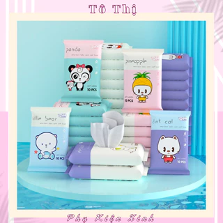 Gói 10 miếng khăn ướt tiện lợi an toàn cho bé mùi hương dịu nhẹ - Tô Thị