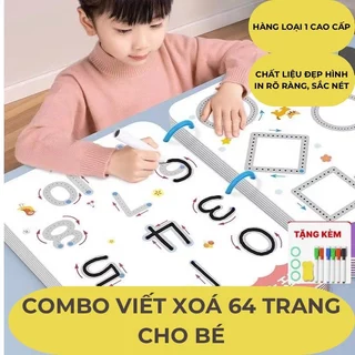 Combo Tập Tô Vẽ Thông Minh Xóa Được 64 Trang Tặng 6 Bút,  Đồ Chơi Giáo Dục Cho Bé 2 3 4 5 Tuổi