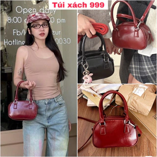 Túi quai xách cầm tay nữ màu đỏ rượu size 18cm kèm dây đeo chéo thời trang hottrend 2024