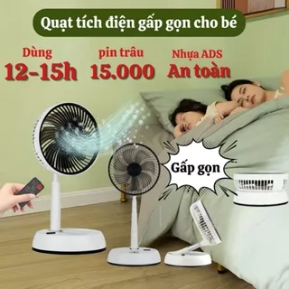 Quạt gấp gọn tích điện, Quạt tích điện 3 chế độ làm mát, pin 15000mAh,nhỏ gọn an toàn cho trẻ