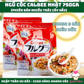 [Combo Siêu Hời] Ngũ cốc Calbee Đỏ Ăn Kiêng Giảm Cân Nhật Bản Mix Sữa Chua Trái Cây Granola Ăn Sáng 750G - Lanna Store