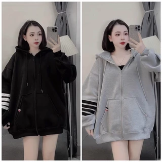 ÁO KHOÁC HOODIE NỈ , NAM NỮ FROM CHUẨN , TAY KẺ SỌC