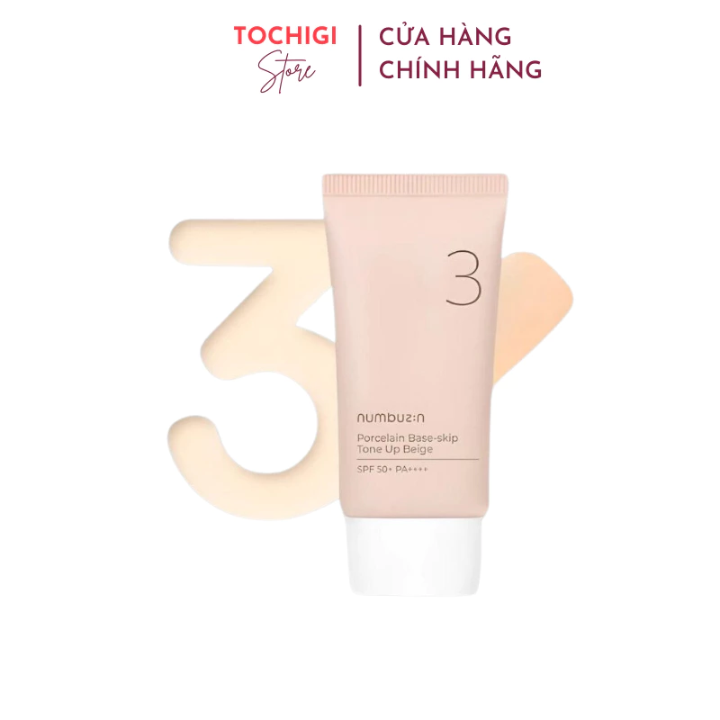 Kem Chống Nắng Nâng Tone Cho Da Nhạy Cảm Numbuzin No.3 Porcelain Base-skip Tone Up Beige 50ml