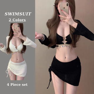 set bikini 4 mảnh mix dây đá sao-đồ bơi 2 mảnh mùa hè phong cách gợi cảm