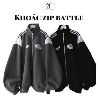 Hoodie Zip - Áo Khoác Nỉ Khoá Kéo Form Rộng Unisex Chất Nỉ Bông In Logo Battle