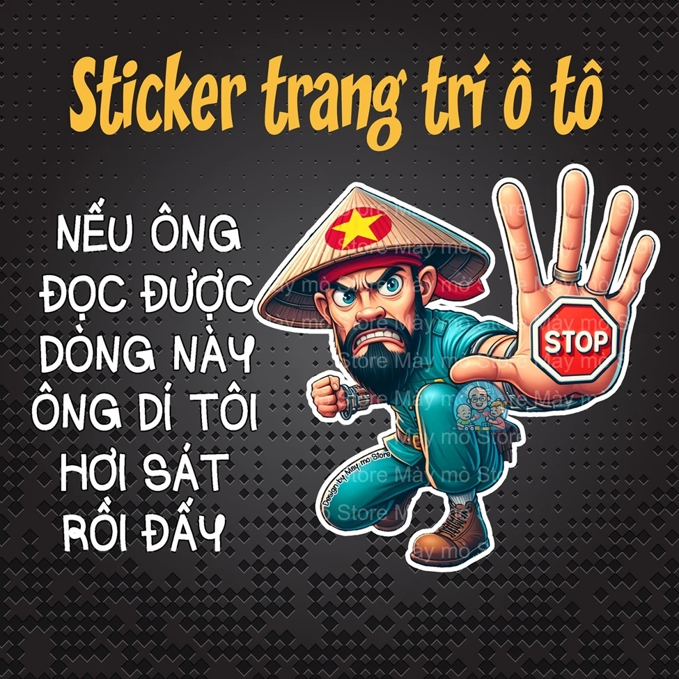 Tem dán xe, trang trí ô tô, Đừng dí tôi, decal dán xe, dán kính ô tô, phụ kiện xe, che vết xước ô tô