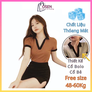 Áo Croptop Cổ Bẻ, Áo Polo Nữ  Chất Liệu Cotton Thấm Hút Từ 42Kg Đến 60Kg SH38