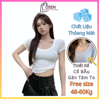 Áo Thun, Áo Thun Nữ, Cổ Chữ  U Gân Tăm To Cá Tính Giới Nữ Chất Cotton Thấm Hút Từ 45Kg Đến 60Kg SH36