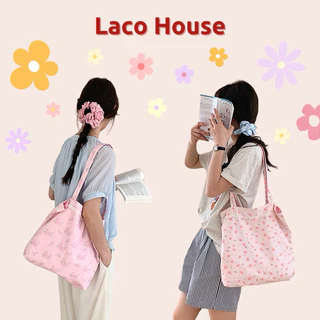 Túi tote hoa nhí & caro viền ren đeo được 2 mặt ˚ ༘ ೀ⋆｡˚ Túi tote nữ T104