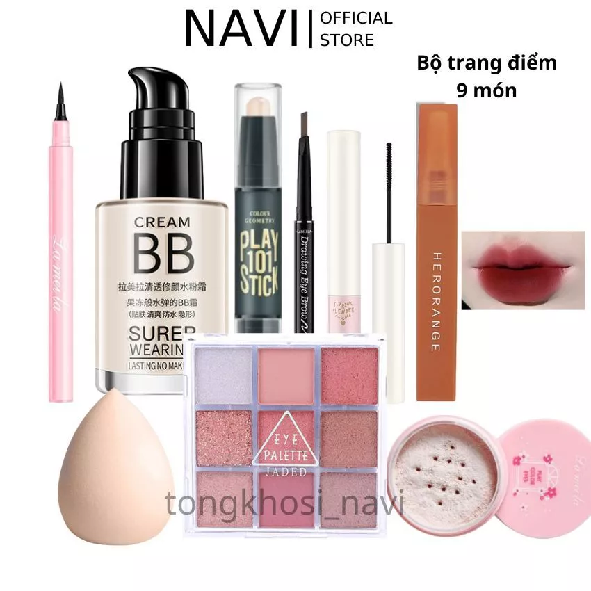Bộ trang điểm đầy đủ 9 món cơ bản từ a-z set trang điểm cá nhân bộ makeup nhẹ nhàng đi chơi mùa hè cho nàng NAVI