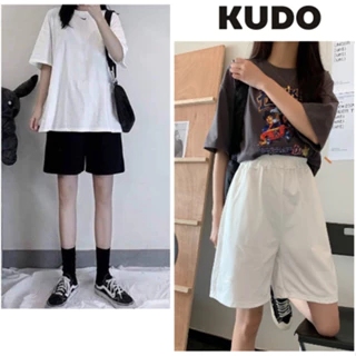 Combo 2 quần short KUDOSHOP unisex, quần đùi chất thun basic Hàn Quốc co dãn 2 màu Đen, Trắng