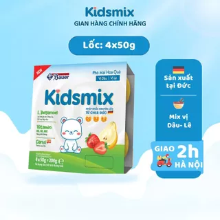 Sữa Chua Phô Mai KidsMix, Sữa Chua Vị Hoa Quả Dâu Lê - Lốc 4x50g - Nhập Khẩu Châu Âu Cho Bé Từ 6m