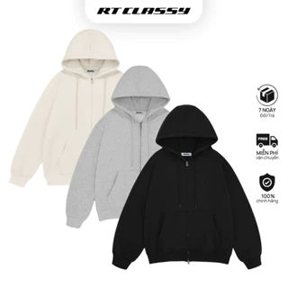 Áo Hoodie Khoá Zip 2 Chiều Dáng Ngắn Phong Cách Hàn Quốc / RT CLASSY DOUBLE ZIPPER HOODIE