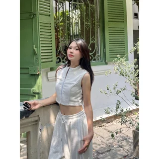 Áo Croptop Không Tay Cổ Đứng Eo Cao Dáng Ôm Thời Trang Dành Cho Nữ | MOLIZ TOP | Secodee