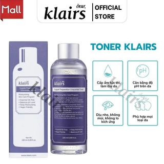 Toner dưỡng ẩm Klairs, nước hoa hồng cân bằng da không mùi, dưỡng ẩm tức thì - 180ML