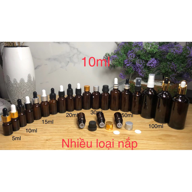 Chai 10ml nâu đựng serum mỹ phẩm tinh dầu