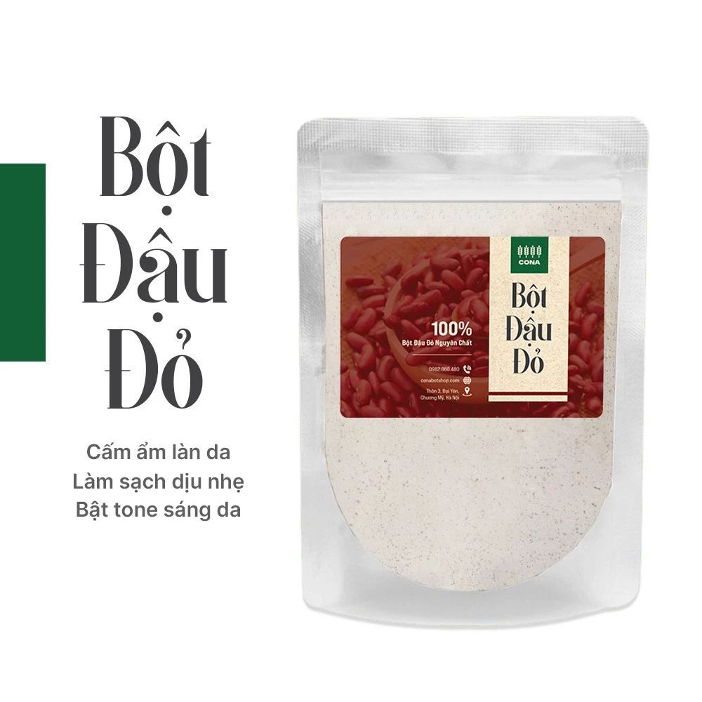 Bột Đậu Đỏ Nguyên Chất Xay Mịn 100% oganic, Đắp Mặt, Tắm Trắng, Tẩy Tế Bào Chết - CONA OFFICICAL