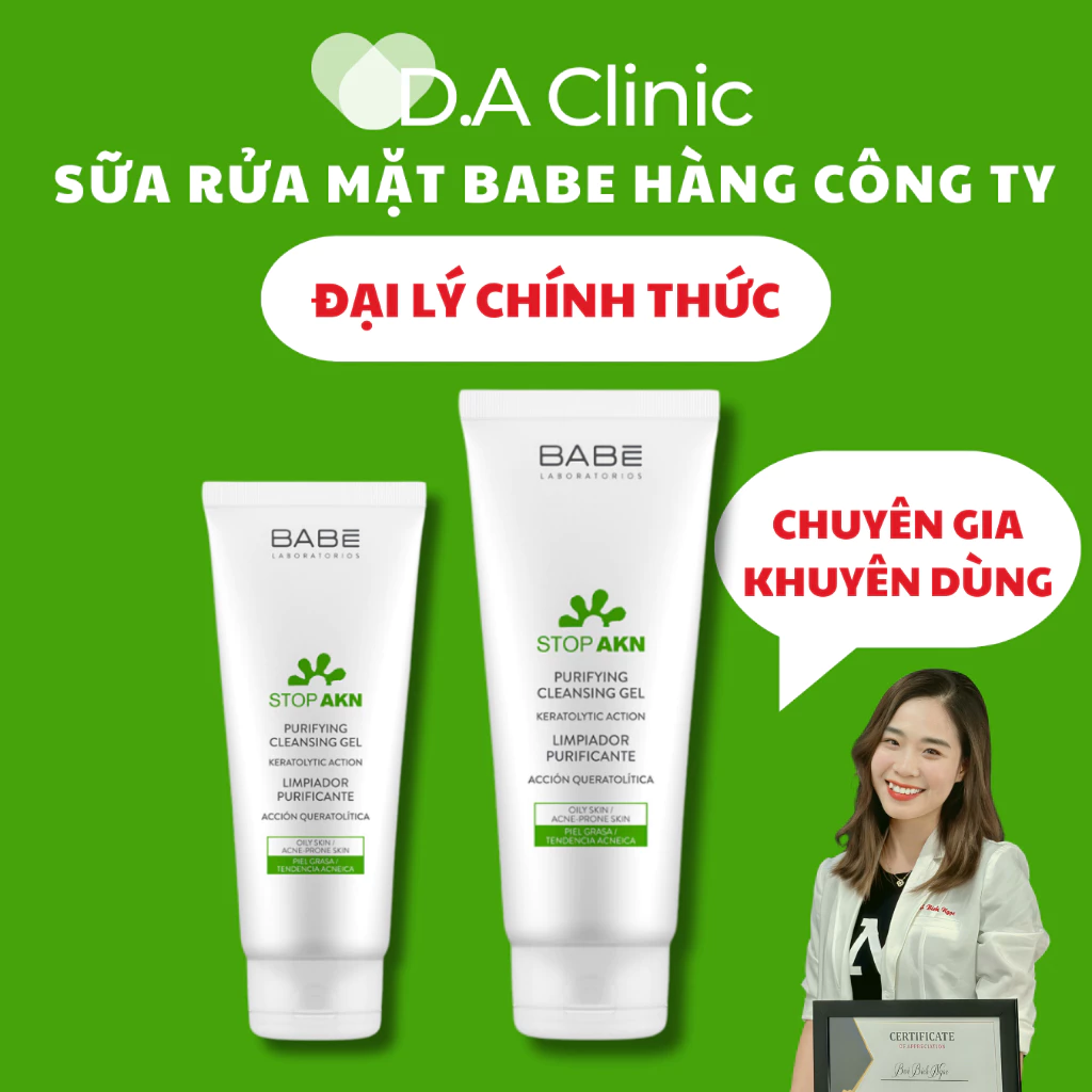 Srm Babe, Babe Sữa Rửa Mặt, Srm Babe Chính Hãng, Sữa Rửa Mặt Babe 100ml, Sữa Rửa Mặt Cho Da Dầu Mụn - D.A Clinic