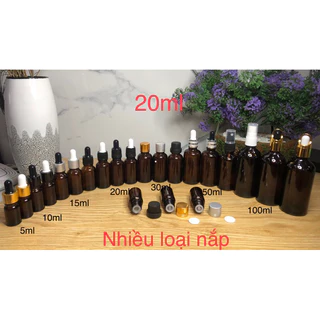 chai 20ml màu nâu đựng serum mỹ phẩm tinh dầu