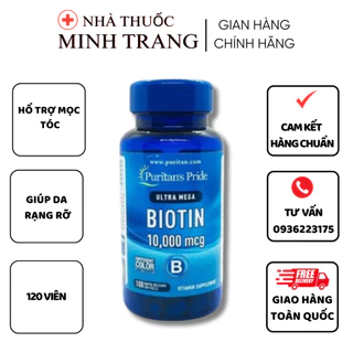 Viên Uống Puritan’s Pride Ultra Mega Biotin 10,000 mcg Hỗ Trợ Mọc Tóc, Giảm Gãy Rụng Tóc Và Chắc Khỏe Móng (100Viên/Lọ)