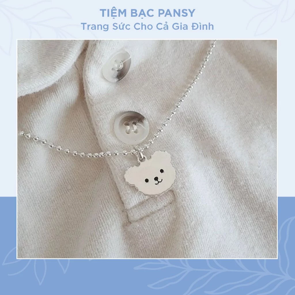 Dây chuyền bạc cho bé hình gấu ngộ nghĩnh phong cách Hàn Quốc - Vòng cổ trẻ em PANSY chất liệu bạc ta thật chuẩn