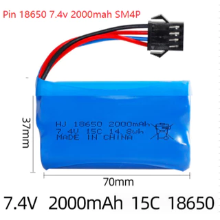 Pin Sạc Xe Điều Khiển Từ Xa 18650 7.4v 2000mah SM4P Xả 15c