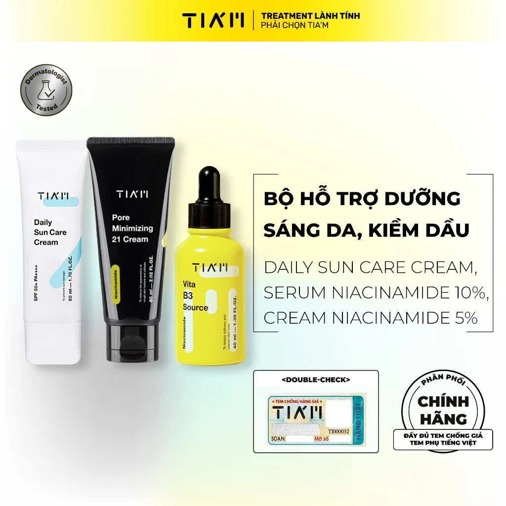 Bộ 3 Sản Phẩm Kem Chống Nắng, Serum Niacinamide 10% 40ml, Kem Dưỡng Niacinamide 5% 60ml