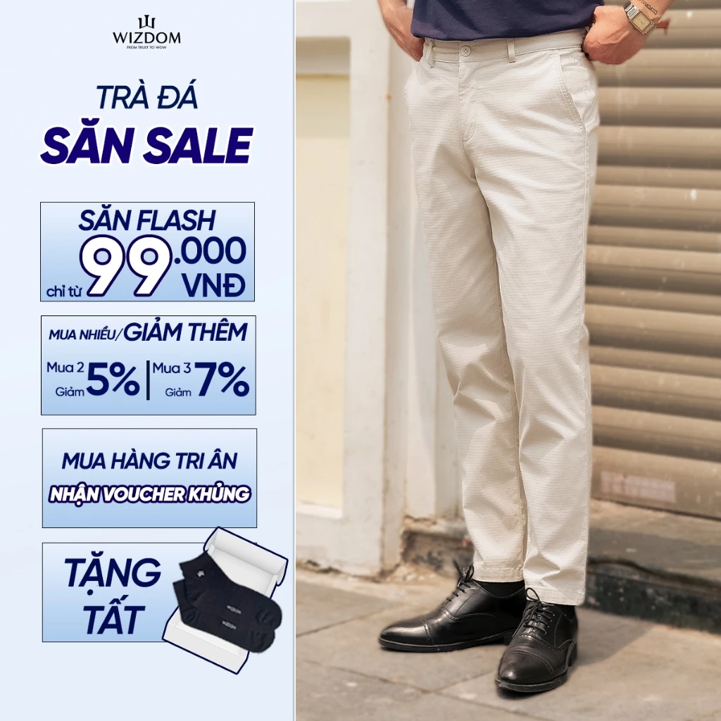 Quần Kaki Nam WIZDOM PANTALONI Chất Vải Cotton Cao Cấp Co Giãn Form Slimfit Tôn Dáng Basic