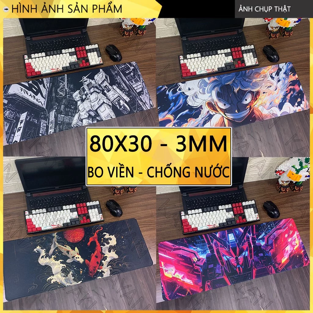 Bàn di chuột, lót chuột chống nước Gundam cỡ lớn 80x30cm, dày 3mm, có bo viền