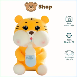 Gấu Bông Hổ Ôm Bình Sữa Mềm Mại Dễ Thương Size 30cm Làm Quà Tặng Trang Trí Gấu Ôm