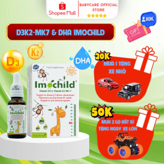 Vitamin D3K2 Imochild và DHA cho bé sơ sinh bổ sung D3K2MK7 tinh khiết 99% dạng nhỏ giọt 20ml
