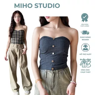 Áo quây kẻ kèm đệm ngực Miho Studio