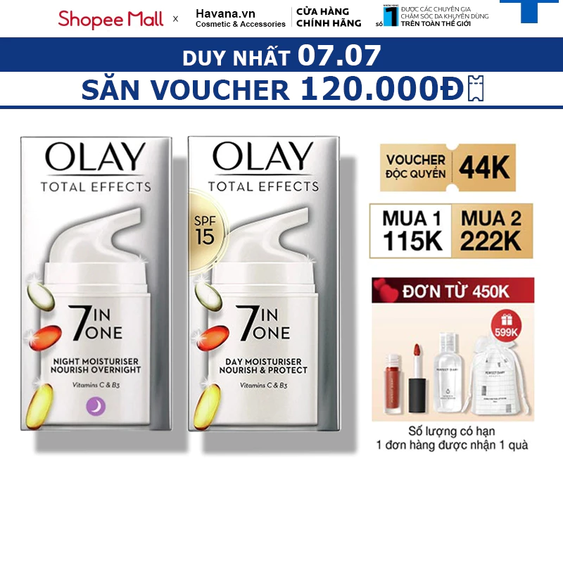 Kem Dưỡng Olay Total Effects 7 In 1 Ngày và Đêm dưỡng da, tái tạo và làm đẹp da một cách tối ưu, chống lão hóa 50ml