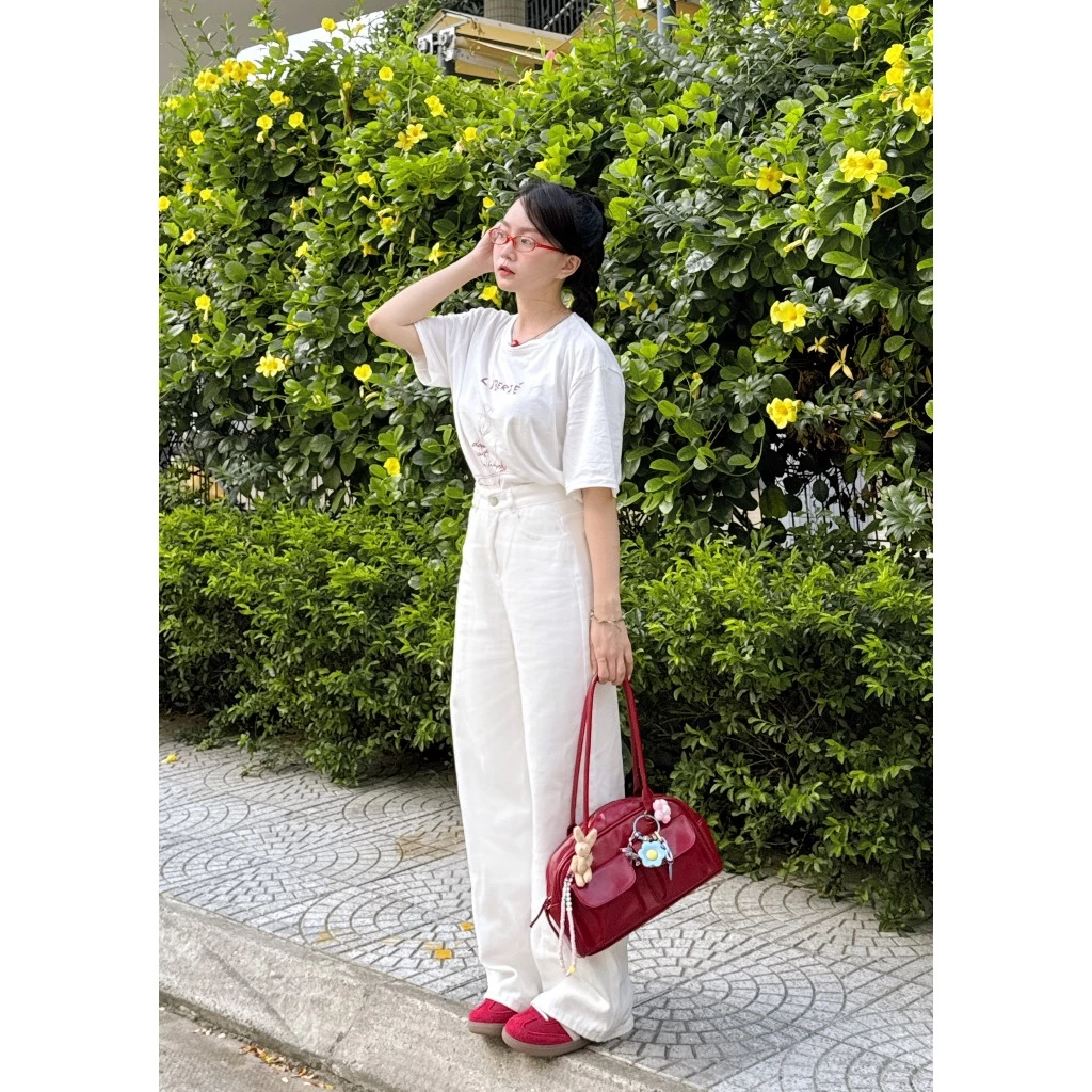 Quần jeans trắng nữ ống suông trơn basic - 247store- Qjeantron7448_P0K12