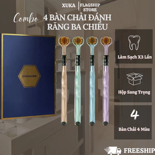 Bàn Chải Lông Mềm XUKA Combo 4 Chải Siêu Mềm 3 Mặt Làm Sạch Sâu