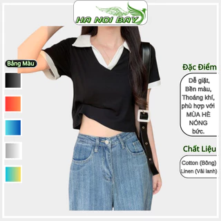 Áo Croptop Nữ, Áo polo Thiết Kế Đơn Giản Chất Cotton Tại HANOIBAY Phối Với Chân Váy Rất đẹp SH38