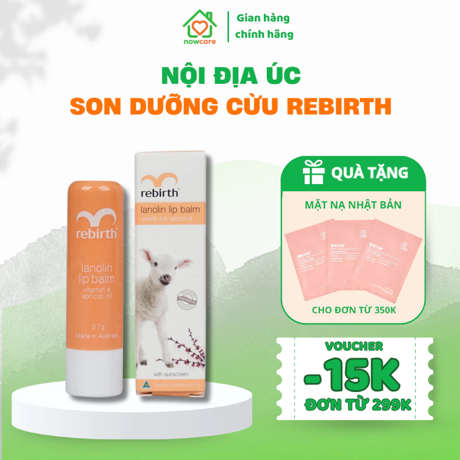 Son Dưỡng Môi Collagen Vitamin E Rebirth Lanolip Lip Balm Son Dưỡng Ẩm Từ Úc